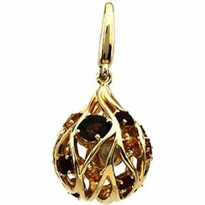 14K Yellow Gold Oval Shaped Multi-Colored Gemstone Charm Pendant