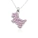 Purple Crystal Dog Bone Pewter Pendant 15" Chain Necklace with 2" Extension