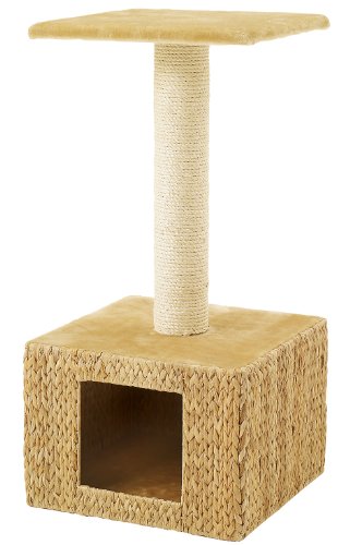 Whisker World Banana Leaf House w Tower, Grey