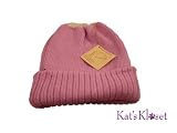Pretty Pink Holey Hat PONYTAIL Girls Womens Winter ... thumbnail