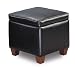 Kitchen & Housewares : Black Modern Cube Vinyl Storage Footstool / Ottoman with Wood Legs