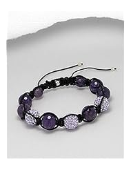 Polyester Semi GemStone Beads Bracelet In Sterling Silver