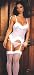 Sexy Bustier Camisette G-string Panty Stocking Fishnet 3 Pc Set Black or White 