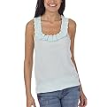 Mossimo&reg; Black: Ruffle U Neck Tank-Cool Sky Blue