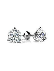 0.10 ct. tw Round Diamond Three Prong Stud Earrings - F-G VS2 - 18 Kt. White Gold