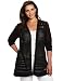 Kenneth Cole Women's Plus-Size Burnout Stripe Long Cardigan, Black, 2X