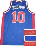 Dennis Rodman Autographed/Hand Signed Detroit Pistons Blue Prostyle Jersey with 2x Champs inscriptio