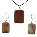 Rainbow Zebra Jasper Rectangle Pendant and Earring Set - Pendant 17mm x 22mm, Earrings 13mm x 18mm - Adjustable Cord Necklace