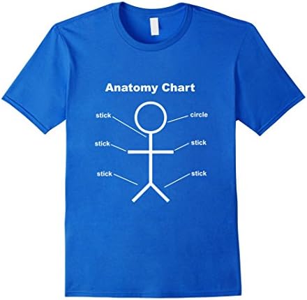 Men's Funny Stickman Biology Anatomy Chart T-shirts Large Royal Blue