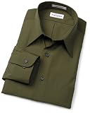  : Van Heusen Men's Long Sleeve Wrinkle Free Poplin Solid Shirt, Loden, 15 32/33