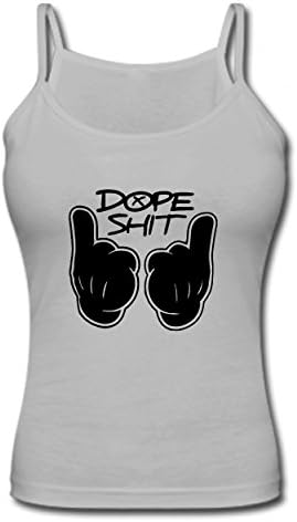 Sammy Women's DOPE SHIT Grey Cotton Strap Cami Tank Top(S)