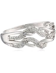 Sterling Silver Diamond Fashion Cross-Over Ring (1/6 cttw, H-I Color, I2 Clarity)