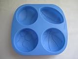 Wilton Blue Silicone Sports Ball " Soccer, Football, Baseball, Basketball " Cake Mold