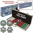 U.S. Navy CLAY-Filled 500 Poker Chip Set w/Custom Case - Casino Supplies > Military Poker Chip Sets