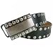 HEAVILY RIVETED ROCKER BLACK SILVER LEATHER BELT -LARGE