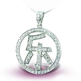 14K White Gold Chinese Symbol Happy Diamond Pendant