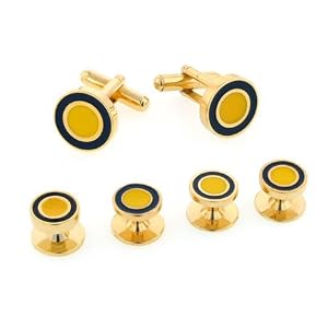Yellow Plated Enamel Cufflinks Presentation