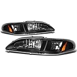 Ford Mustang SN95 Headlight Assembly+Corner Signal (Black Housing Amber Reflector)