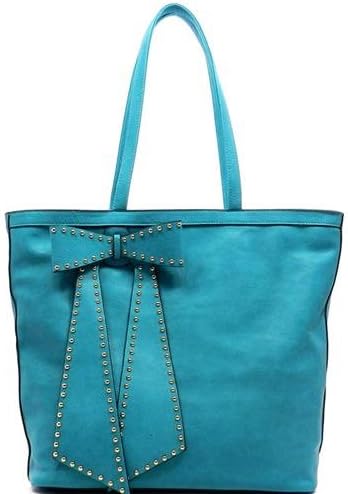 Women's Fashion Accessories Handbags Studded Bow Shopper Tote Teal Green