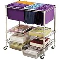 Chrome Filing Cart with 2 Shelves, 2 Drawers & File Holder