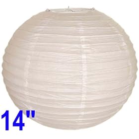 White Chinese Japanese Paper Lantern Lamp 14 Diameter - Just Artifacts Brand by Just Artifacts