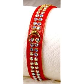 Regal Red Jeweled Pet Collar : Matching Lead MATCHING LEAD : Size MEDIUM