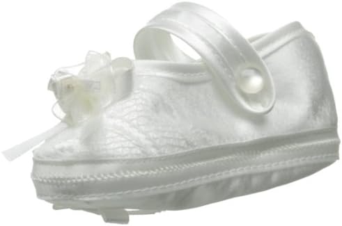 The Christening Collection Baby Girls'' Girl's Satin Strap Bootie with Trim, White, One Size
