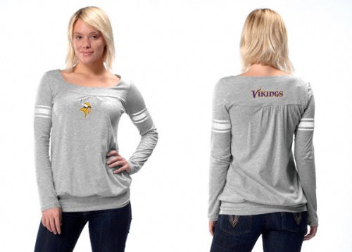 41GBEa4aLIL. SL500  Minnesota Vikings Womens Long Sleeve Armband Jersey Top   by Alyssa Milano