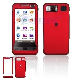 Samsung Omnia i910 Cell Phone Red Rubber Feel Protective Case Faceplate Cover
