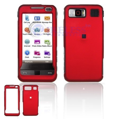 Samsung Omnia i910 Cell Phone Red Rubber Feel Protective Case Faceplate Cover