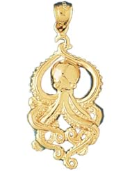 Dazzlers Solid 14k Gold Octopus Charm Pendant Available in three colors from jewelsberry (weights: 4.9 grams only)
