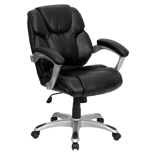 Flash Furniture GO-931H-MID-BK-GG Mid-Back Black Leather Office Task Chair