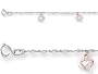 10 Inches 7 Double Hearts Adjustable Ankle Bracelet in 14k White Gold