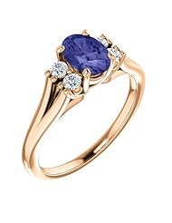14K Rose Gold 7.00x5.00mm Oval Cut Tanzanite and Diamond Ring -- LIFETIME WARRANTY