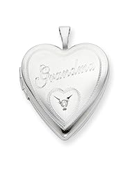 Sterling Silver 20mm Grandma With Diamond Heart Locket