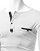 Doublju Mens Long Sleeve Leather Point Henley T-shirts, Cmttl049_white, Medium