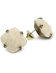 Sorrelli " Andalusia" Riverstone Briolette Cube Finished In a Rich Antique Gold Post Earrings