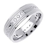 Beverly Diamonds Mens 14K WHITE GOLD DIAMOND WEDDING BAND RING Round-Shape
