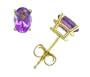 14k Yellow Gold Four Prong 6x4mm Oval Amethyst Stud Earrings