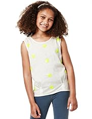 Autograph Pure Cotton Circle Sequin Embellished Vest Top
