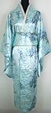 IMAGE OF Shanghai Tone® Kimono Gown Geisha Luxury Robe Light Blue One Size