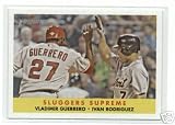2007 Topps Heritage Baseball Card Shortprint # 321 Ivan Rodriguez / Vladmir Guerrero - Sluggers Supreme SP - Detroit Tigers / Los Angeles Angels at Aneheim - Mint Condition - In Protective Display Case
