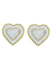 10KT Yellow Gold 0.33 CTW Diamond MOND HEART Earrings