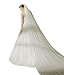 Bridal Wedding Veil 2T Trailing Long Cut Edge with mental Comb Ivory