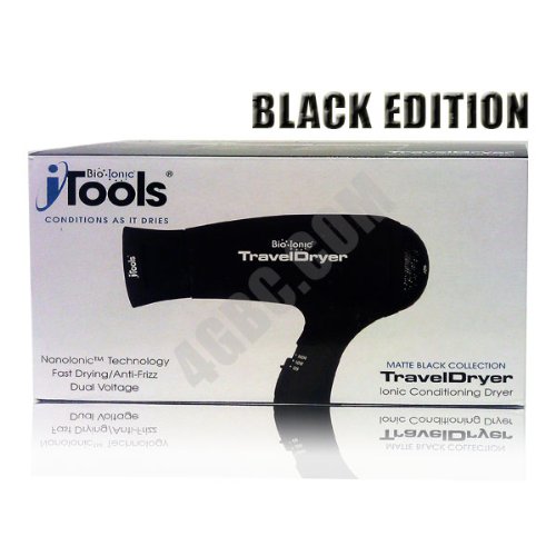 Bio Ionic iTools TravelPro Ionic Conditioning Hair Dryer 1200 Watts (110 - 220 Volt) - BLACK EDITION