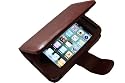 BROWN WALLET LEATHER CASE COVER POUCH SILICONE FOR APPLE IPHONE 4  4G