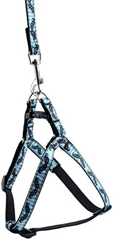 PAWSnCLUBS Classic Solid Strong Nylon No Pull Dog Harness, Light Blue Mustache S