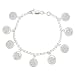 Retro Sterling Silver .925 Dime Coin Dangle Rolo Link Charm Bracelet