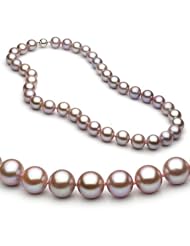 14k Gold 10.5-11mm Lavender Freshwater Cultured Pearl Necklace AAA Quality, 18 Inches