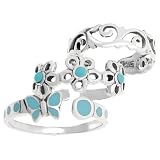 Sterling Silver Turquoise Toe Ring Set
